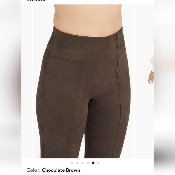Spanx High Waist Faux Suede Leggings in Chocolate Brown, sz Large - Picture 5 of 16